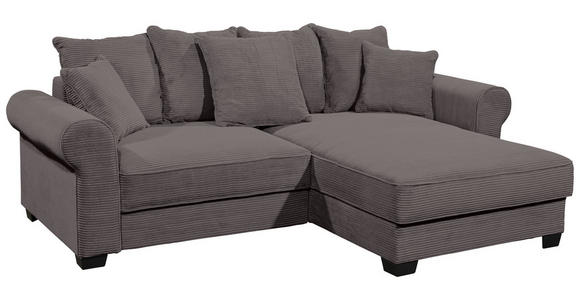 ECKSOFA Dunkelgrau Cord  - Dunkelgrau/Schwarz, KONVENTIONELL, Kunststoff/Textil (255/185cm) - Hom`in