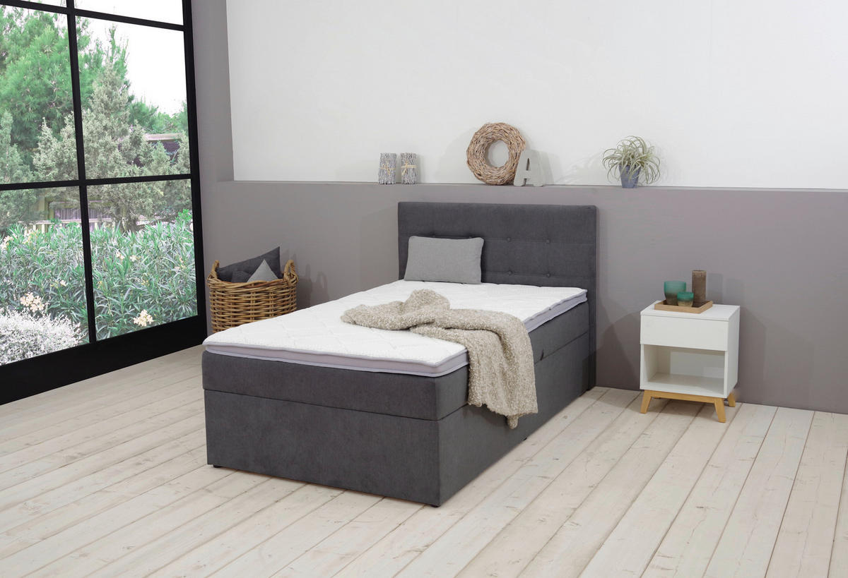 BOXBETT 100/200 cm  in Anthrazit  - Anthrazit/Schwarz, Konventionell, Kunststoff/Textil (100/200cm) - Carryhome