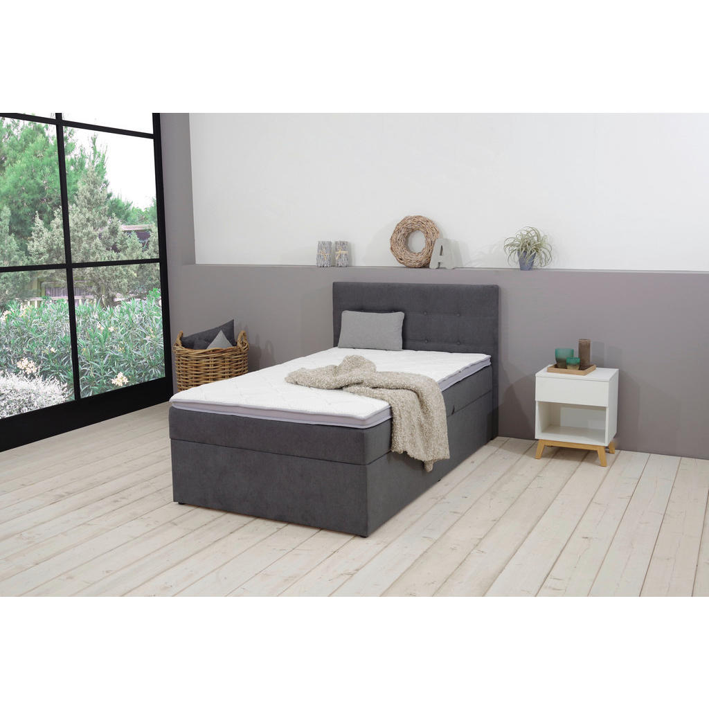 Thumbnail - Carryhome Boxbett, Anthrazit, Textil, H3, 7-Zonen, Höhe ca. 12 cm, 120x200 cm, Stoffauswahl, Topper durchgehend, in vers...
