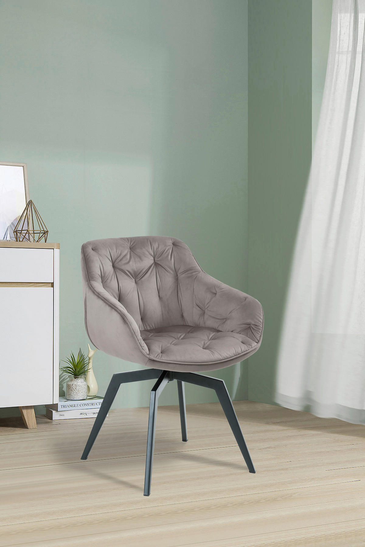 ARMLEHNSTUHL  in Eisen Samt  - Hellbraun/Schwarz, MODERN, Textil/Metall (60/84/64cm) - Livetastic