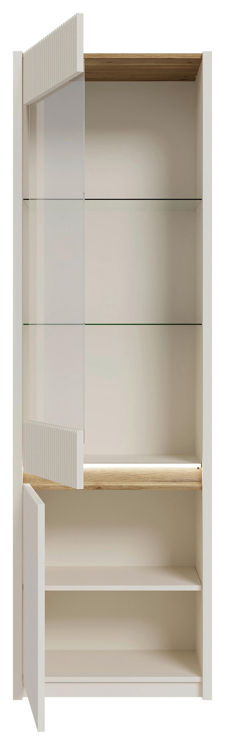 VITRINA, barve hrasta, peščene barve - barve hrasta/peščene barve, Design, steklo/leseni material (60,6/197,9/41,7cm) - Hom`in