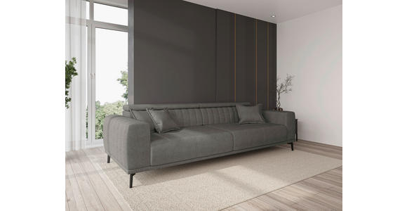 BIGSOFA Webstoff Dunkelgrau  - Dunkelgrau/Schwarz, KONVENTIONELL, Textil/Metall (280/80/110cm) - Carryhome