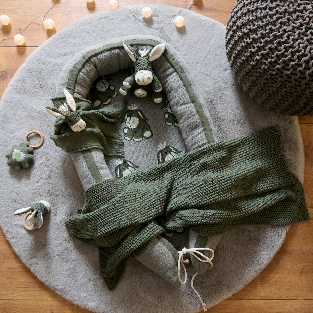 SNUTTEFILT DOLORES  - grön, Natur, textil (35/35cm) - Avelia