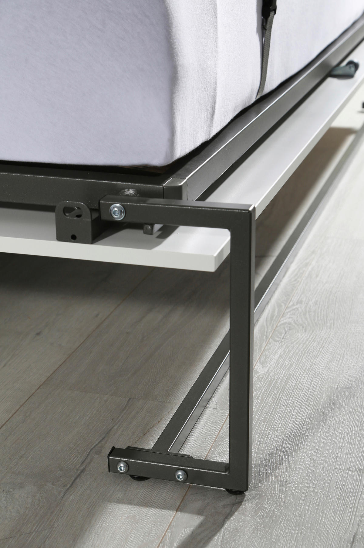 KLAPPBETT 90/200 cm Weiss  - Weiss/Dunkelgrau, Design, Holz/Holzwerkstoff (90/200cm) - Xora