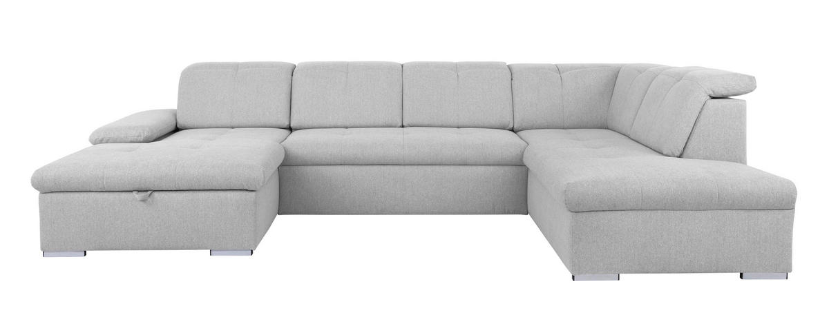 WOHNLANDSCHAFT Hellgrau  - Hellgrau/Grau, Design, Textil/Metall (173/328/215cm) - MID.YOU