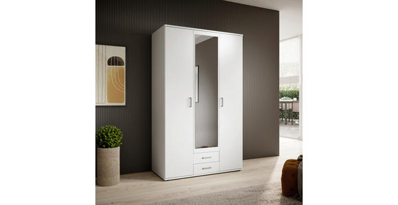 KLEIDERSCHRANK 120/196/53,5 cm 3-türig  - Alufarben/Weiß, KONVENTIONELL, Glas/Holzwerkstoff (120/196/53,5cm) - Carryhome