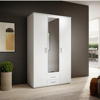 KLEIDERSCHRANK 120/196/53,5 cm 3-türig Weiß  - Alufarben/Weiß, KONVENTIONELL, Glas/Holzwerkstoff (120/196/53,5cm) - Boxxx