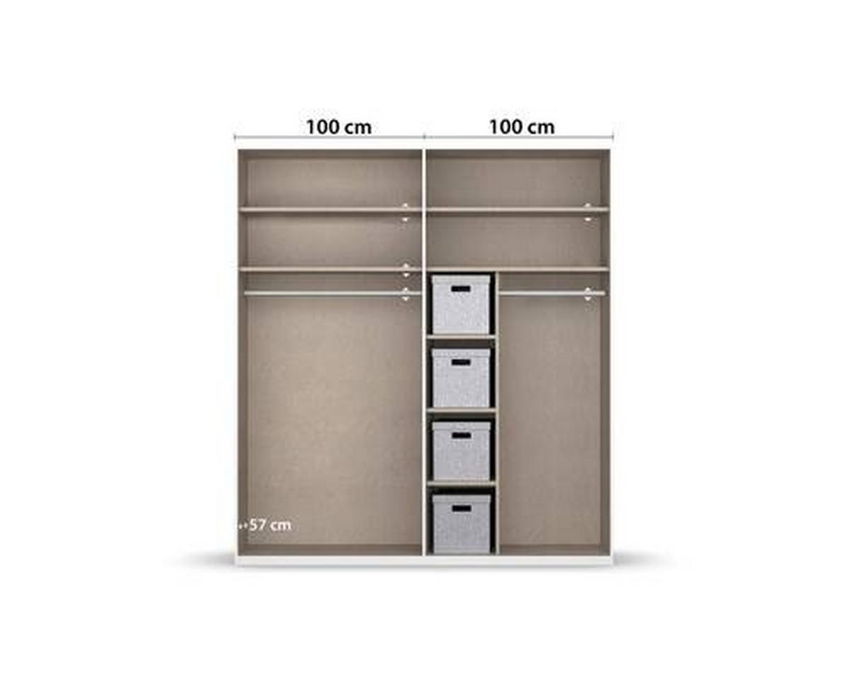 DREHTÜRENSCHRANK 201/223/60 cm 4-türig Weiß  - Chromfarben/Weiß, Design, Holzwerkstoff/Metall (201/223/60cm) - home24
