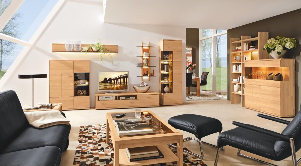 WOHNWAND Portland  in  378/200/54 cm  - Silberfarben/Schwarz, Design, Glas/Holz (378/200/54cm) - Musterring