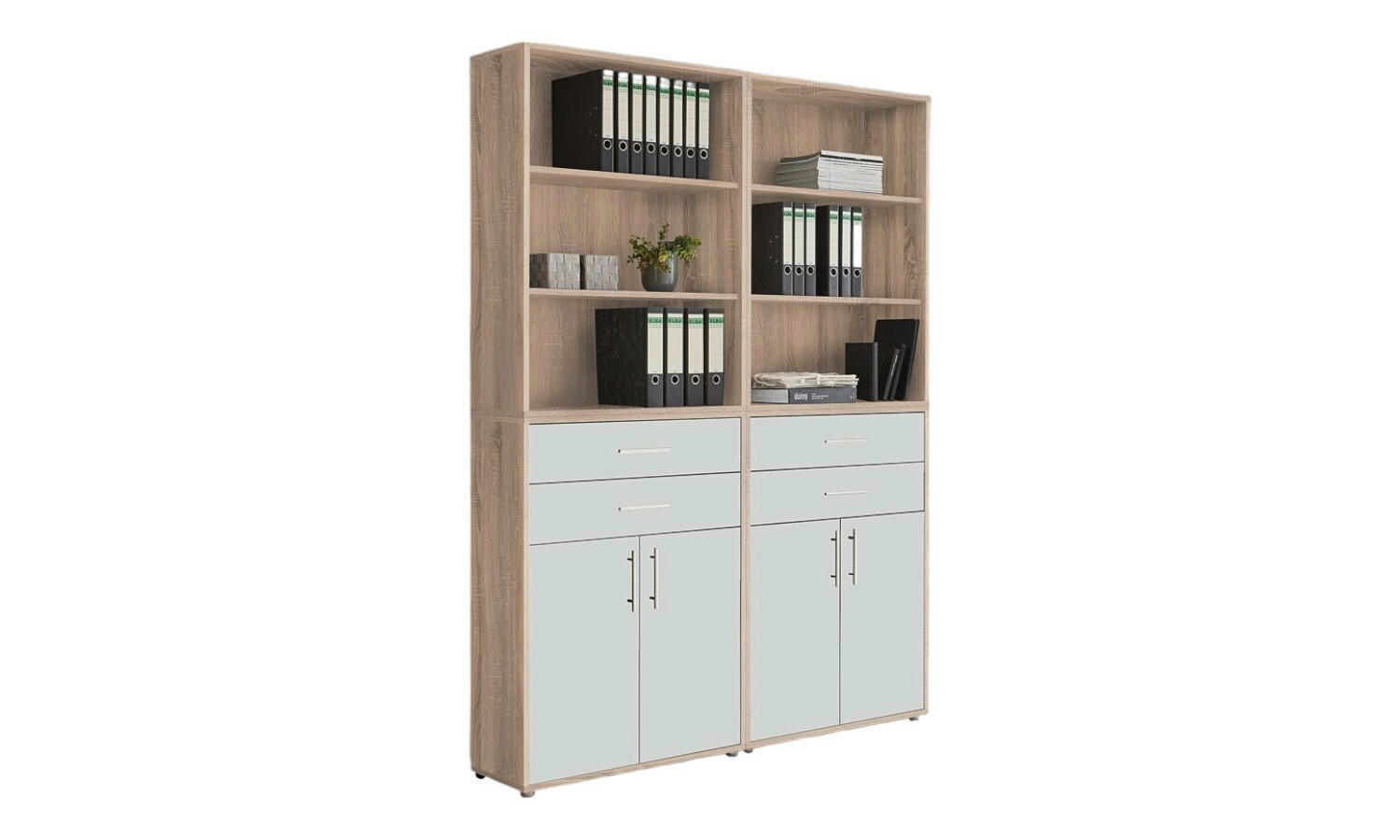 AKTENSCHRANK Weiß, Eichefarben  - Eichefarben/Weiß, MODERN, Holzwerkstoff (168,8/227,2/33cm) - MID.YOU