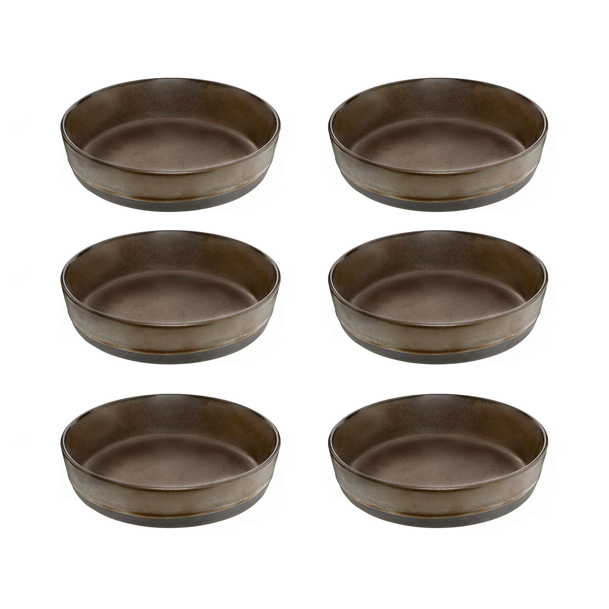 SUPPENTELLERSET RAW 6-teilig  - Braun, Basics, Keramik (19,4/4,5cm) - Aida