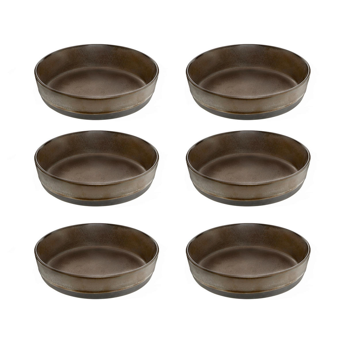 SUPPENTELLERSET RAW 6-teilig  - Braun, Basics, Keramik (19,4/4,5cm) - Aida