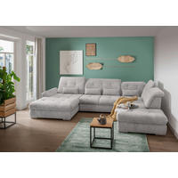 WOHNLANDSCHAFT Chenille Grau  - Chromfarben/Grau, Design, Textil/Metall (195/376/254cm) - Livetastic