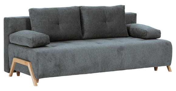 SCHLAFSOFA  in Flachgewebe Dunkelgrau  - Dunkelgrau/Buchefarben, KONVENTIONELL, Holz/Textil (204/75/100cm) - Carryhome