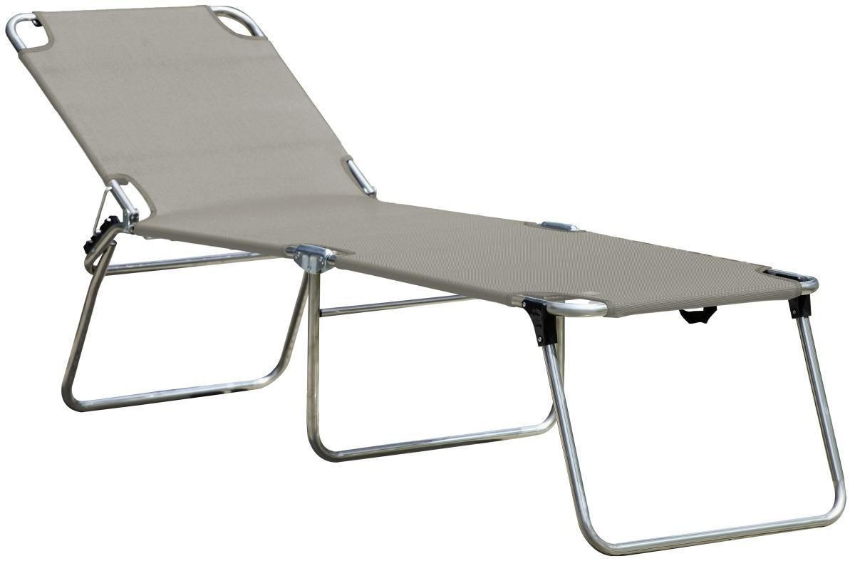 DREIBEINLIEGE 58/42/190 cm  - Taupe/Alufarben, Design, Textil/Metall (58/42/190cm) - FIAM
