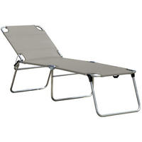 DREIBEINLIEGE 58/42/190 cm  - Taupe/Alufarben, Design, Textil/Metall (58/42/190cm) - FIAM