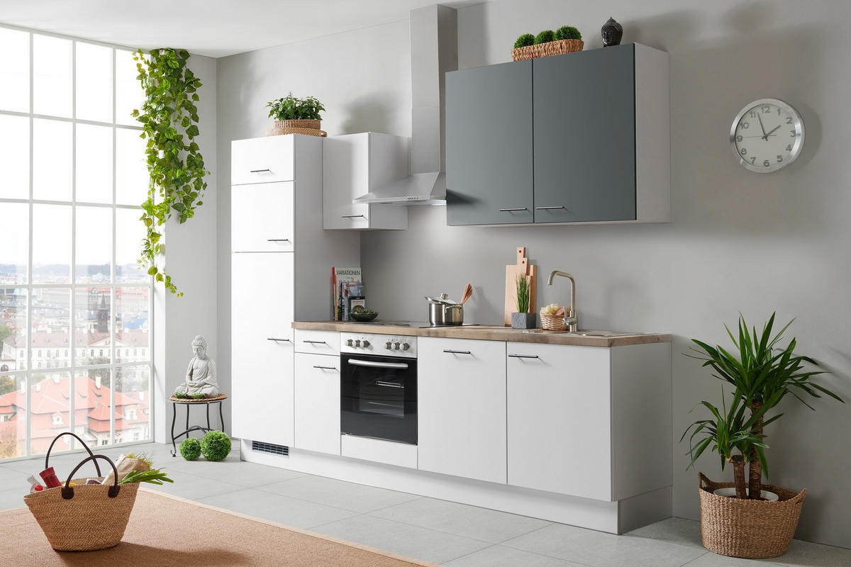 KUHINJSKI BLOK BREZ APARATOV - črna/barve hrasta, Basics, kovina/leseni material (280cm) - Impuls