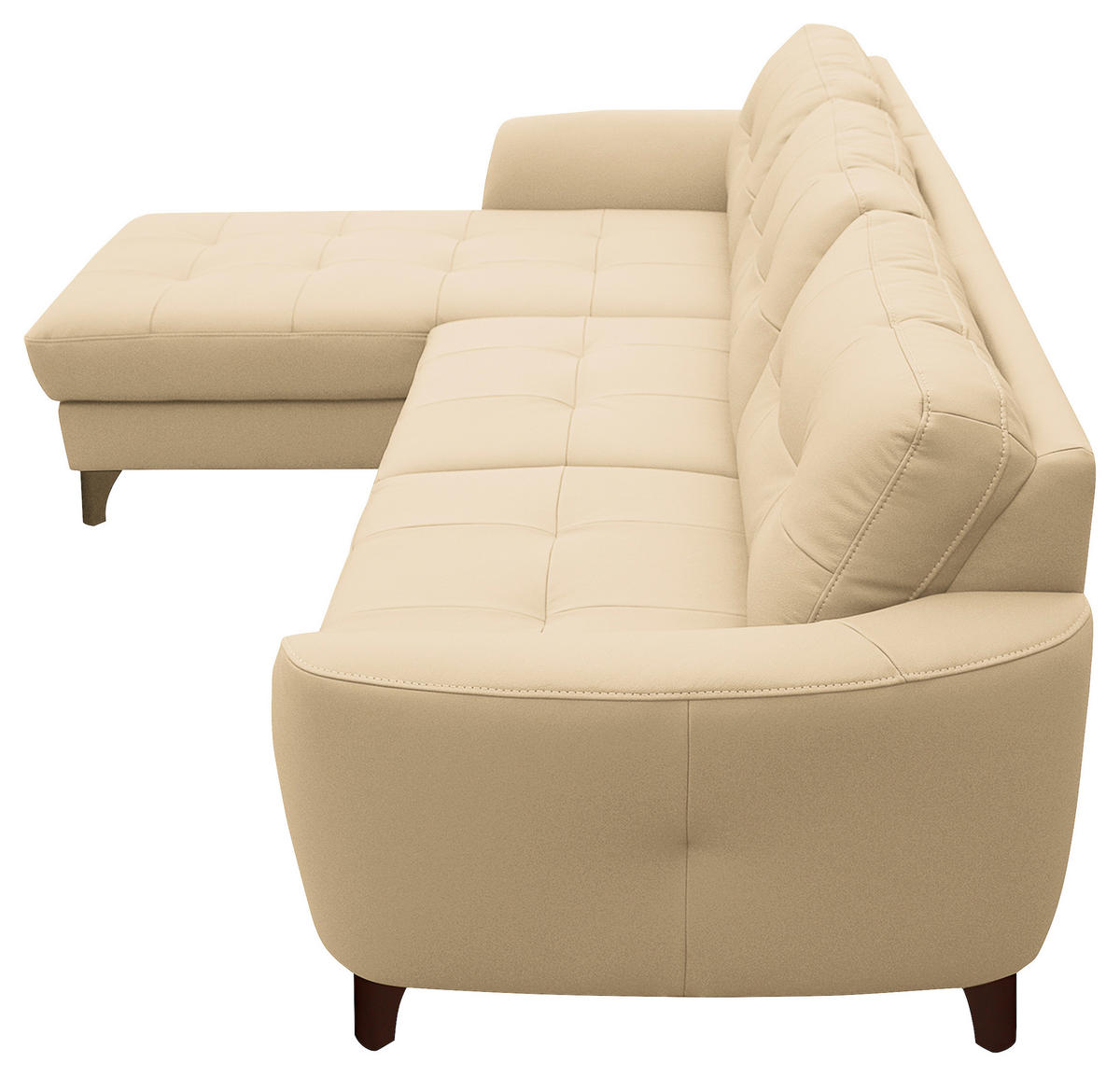 ECKSOFA in Lederlook Echtleder Beige  - Beige/Buchefarben, Design, Leder/Holz (238/168cm) - Livetastic