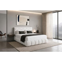 BOXBETT 180/200 cm,  in Beige, gepolstertes Kopfteil, Bettkasten, Topper, Matratzen, H3 + H3 = fest  - Beige/Schwarz, Design, Kunststoff/Textil (180/200cm) - Chameo