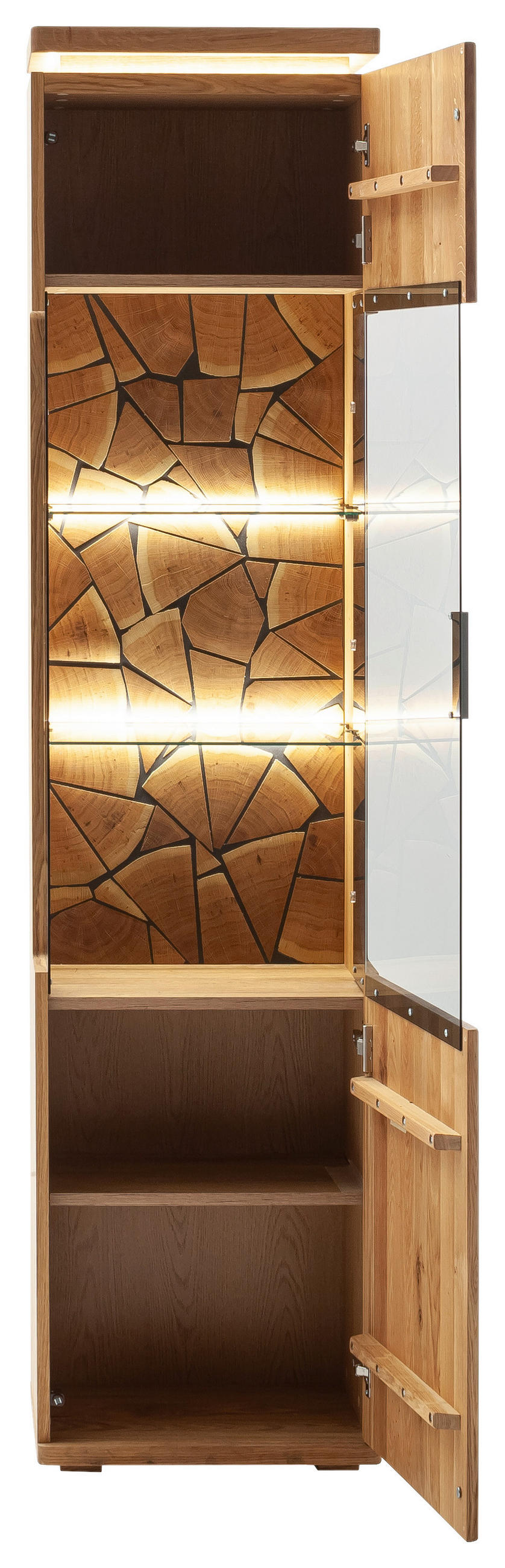 VITRINE Grau, Eichefarben  50/204/37 cm  - Eichefarben/Anthrazit, Natur, Glas/Holz (50/204/37cm) - Linea Natura