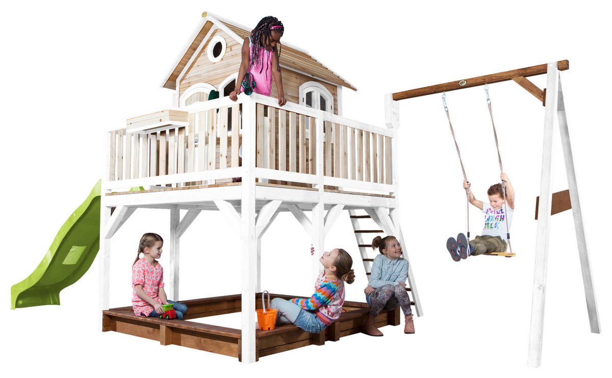 SPIELTURM 541/291/277 cm  - Braun/Weiß, KONVENTIONELL, Holz/Kunststoff (541/291/277cm) - Ambia Garden