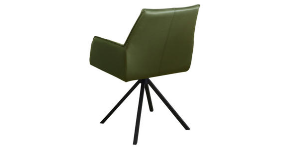 ARMLEHNSTUHL drehbar in Eisen Echtleder pigmentiert - Schwarz/Grün, Design, Leder/Metall (59,5/87,5/69cm) - Novel
