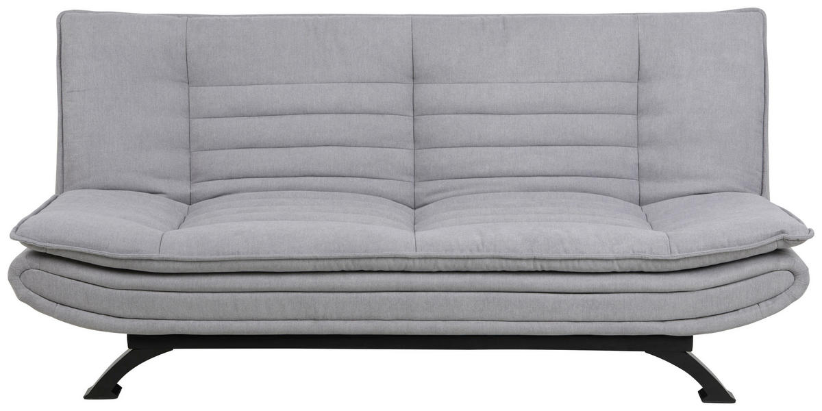 SCHLAFSOFA in Chenille Hellgrau  - Hellgrau/Schwarz, Design, Textil/Metall (196/91/98cm) - MID.YOU