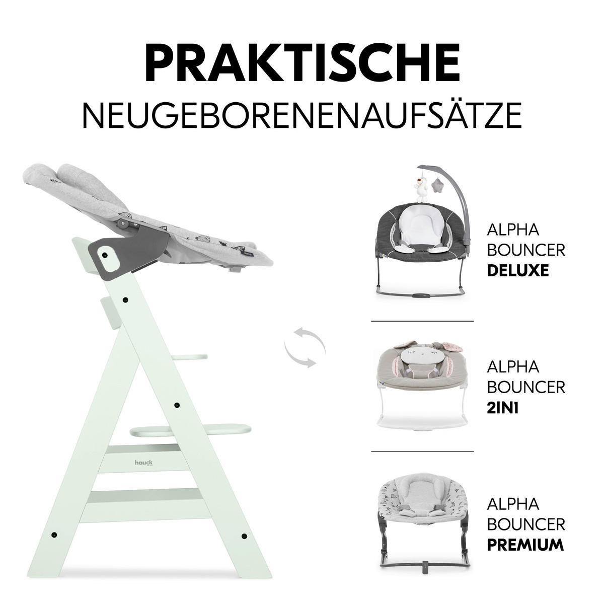 HOCHSTUHL ALPHA + Mintgrün  - Mintgrün, Basics, Holz (56/77/48cm) - Hauck