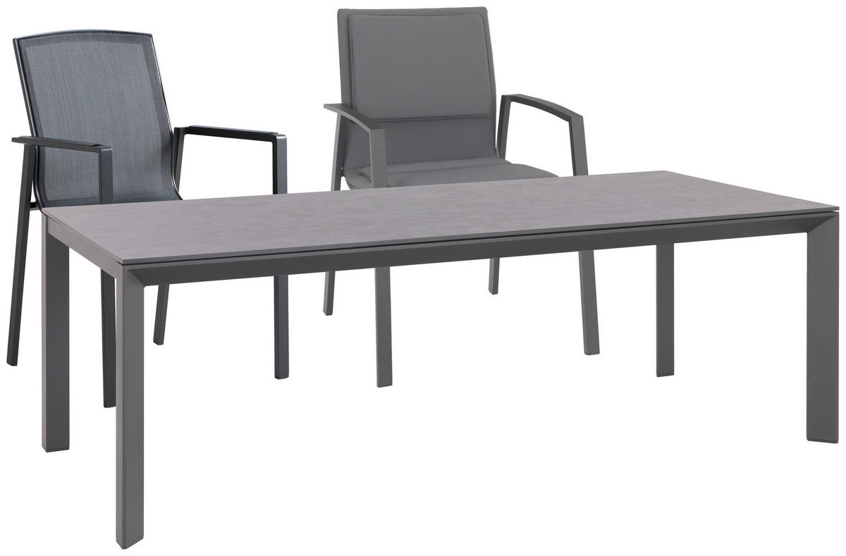 GARTENTISCH 220/100/75 cm Metall, Kunststoff rechteckig  - Anthrazit/Grau, Design, Kunststoff/Metall (220/100/75cm) - Amatio