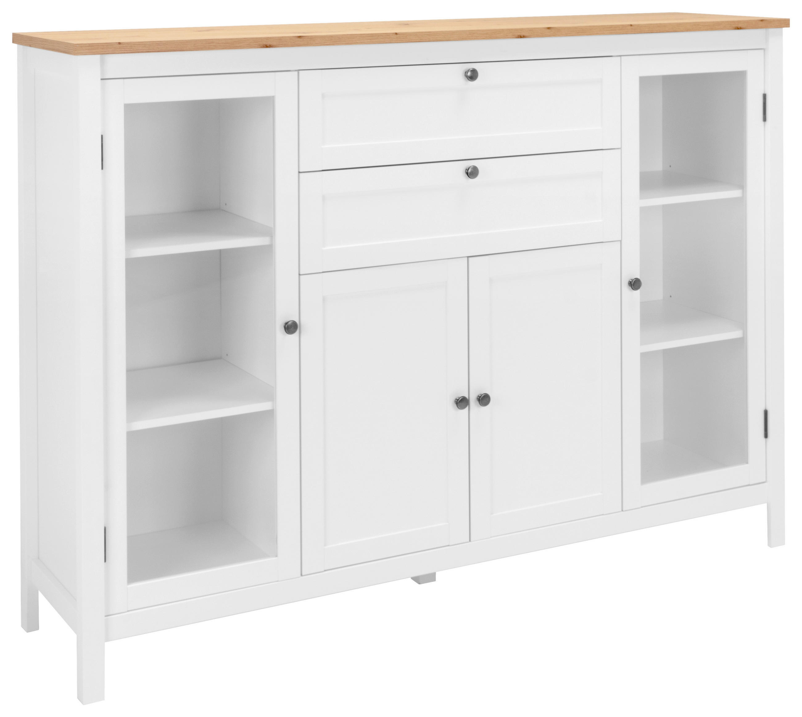 HIGHBOARD in 160/120/40 cm - Eichefarben/Weiß, KONVENTIONELL, Glas/Holzwerkstoff (160/120/40cm) - MID.YOU