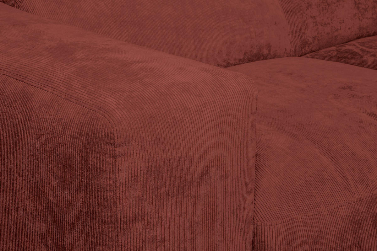 ECKSOFA HANNAH Rot Cord  - Rot/Schwarz, Design, Kunststoff/Textil (343/170cm) - MID.YOU