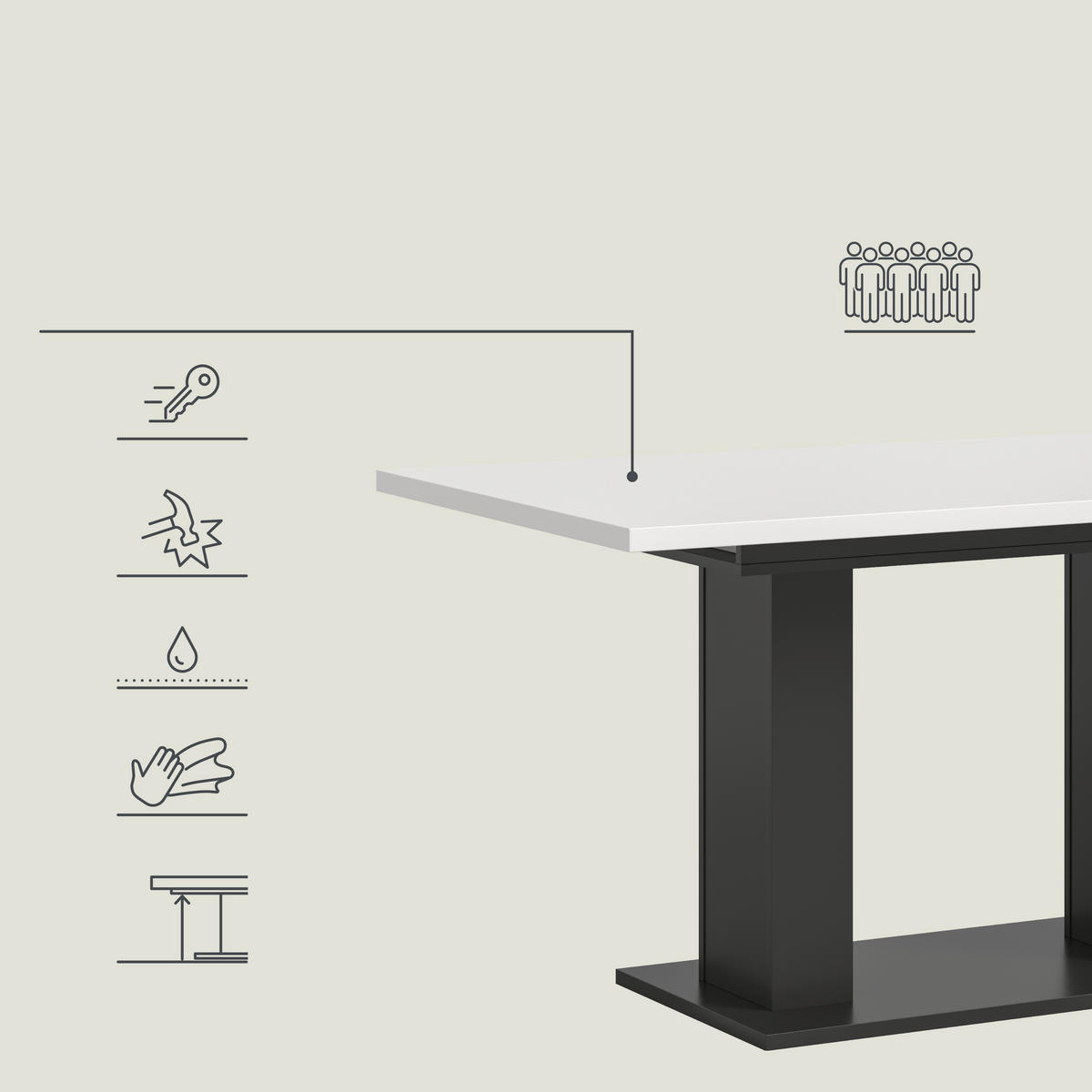 AUSZIEHTISCH Weiß rechteckig  ausziehbar  - Weiß/Grau, KONVENTIONELL, Holzwerkstoff (150-190/90/76cm) - MID.YOU