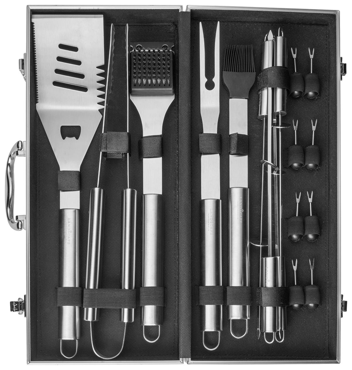 GRILLBESTECK - Edelstahlfarben/Schwarz, Basics, Kunststoff/Metall - Landscape