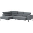 ECKSOFA in Feincord Anthrazit  205/280 cm  - Anthrazit/Schwarz, Design, Textil/Metall (205/280cm) - Xora