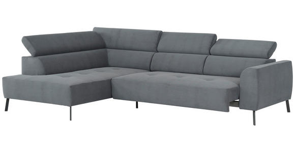 ECKSOFA in Feincord Anthrazit 205/280 cm - Anthrazit/Schwarz, Design, Textil/Metall (205/280cm) - Xora