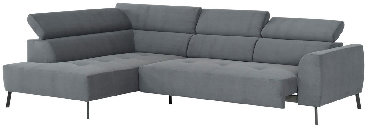 ECKSOFA in Feincord Anthrazit  205/280 cm  - Anthrazit/Schwarz, Design, Textil/Metall (205/280cm) - Xora