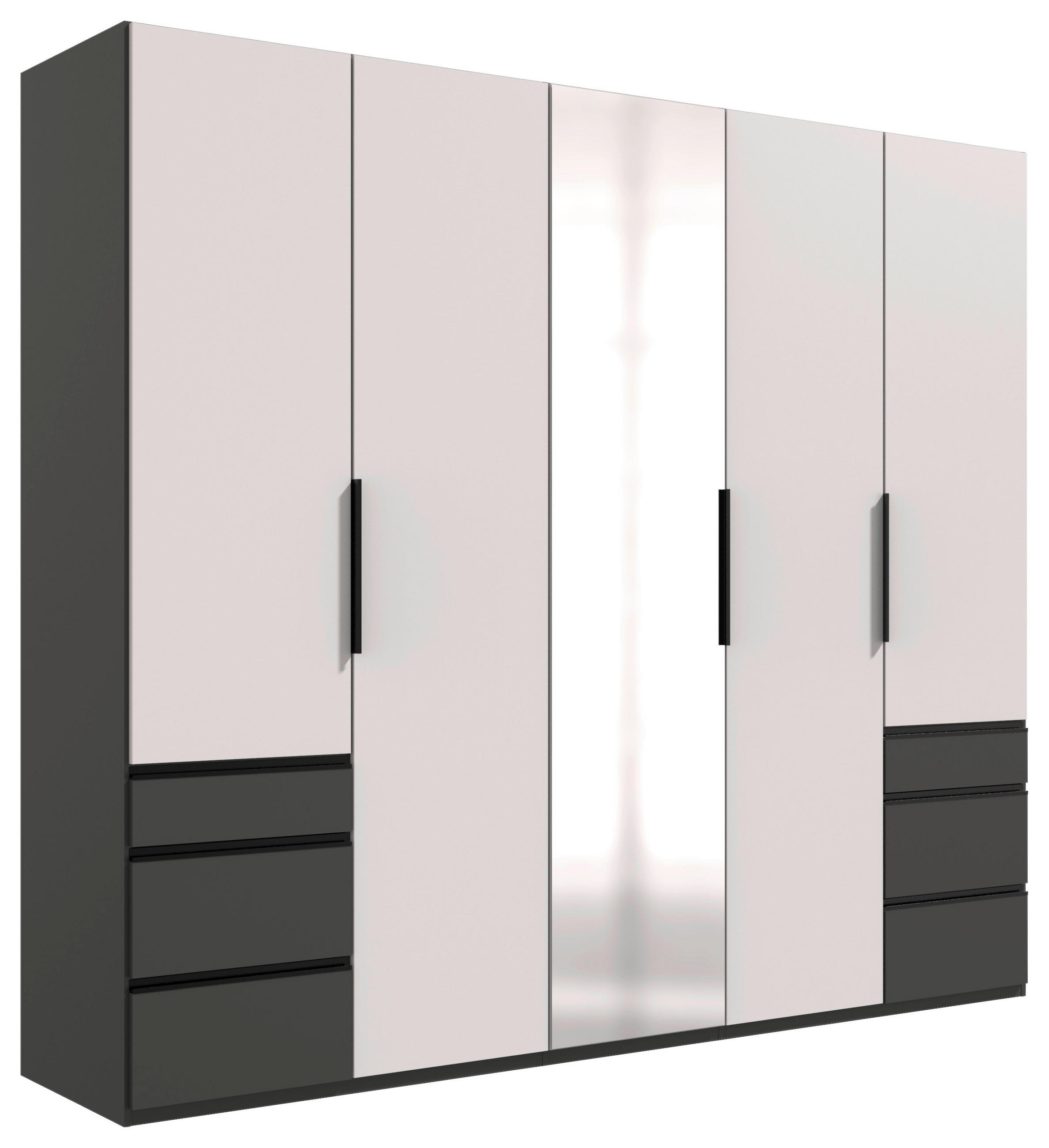 DREHTÜRENSCHRANK in Graphitfarben, Weiß  - Schwarz/Graphitfarben, KONVENTIONELL, Holzwerkstoff/Metall (250/216/58cm) - Hom`in