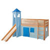 SPIELBETT Kiefer massiv Kieferfarben, Hellblau, Dunkelblau  - Dunkelblau/Kieferfarben, Natur, Holz (90/200cm) - MID.YOU