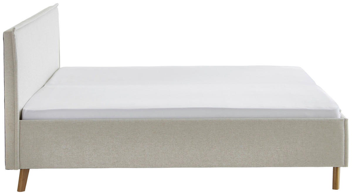 POLSTERBETT 180/200 cm,  in Beige,  - Eichefarben/Beige, Basics, Holz/Textil (180/200cm) - Boxxx