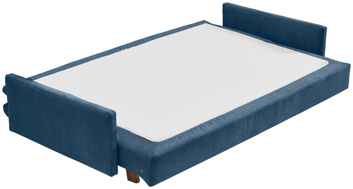 SCHLAFSOFA Flachgewebe Blau  - Blau/Eichefarben, KONVENTIONELL, Holz/Textil (220/85/98cm) - Carryhome