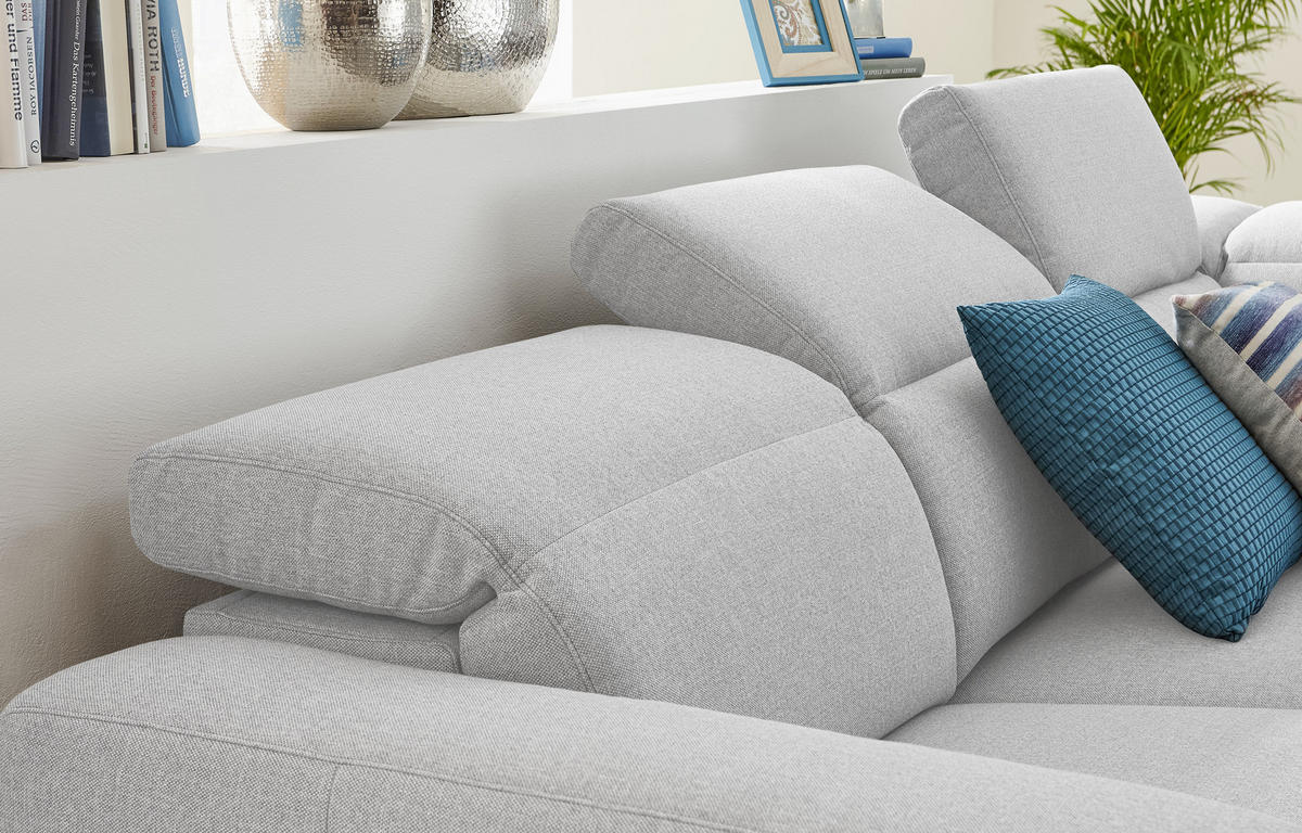 ECKSOFA Hellgrau Flachgewebe  - Hellgrau/Schwarz, Design, Textil/Metall (238/290cm) - Pure Home Lifestyle