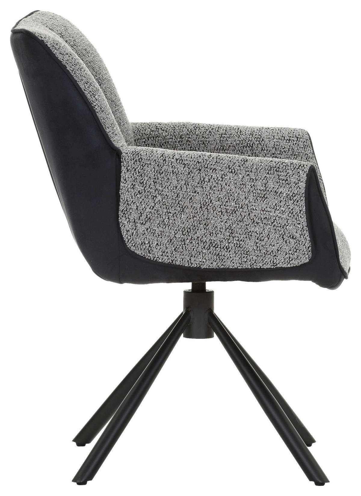 ARMLEHNSTUHL  Wippfunktion, Sitzfläche 360° drehbar, automatische Rückholfunktion Chenille, Mikrofaser  Grau, Schwarz  - Schwarz/Grau, Design, Textil/Metall (62/87/64cm) - Novel