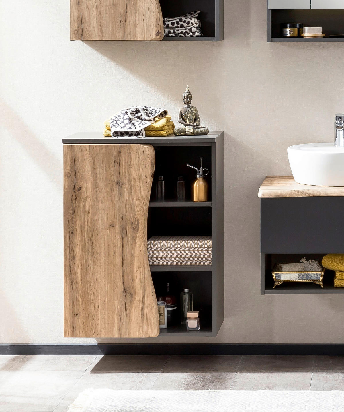 UNTERSCHRANK 60/79/35 cm   - Silberfarben/Eiche Wotan, Natur, Holzwerkstoff/Kunststoff (60/79/35cm) - Xora