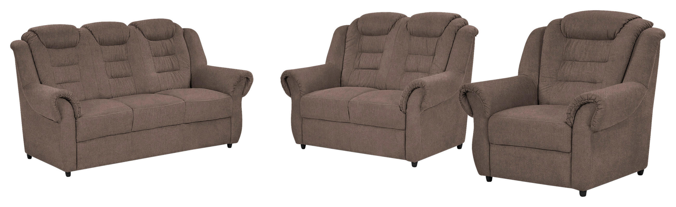SITZGARNITUR Chenille Taupe  - Taupe/Schwarz, KONVENTIONELL, Kunststoff/Textil - Livetastic