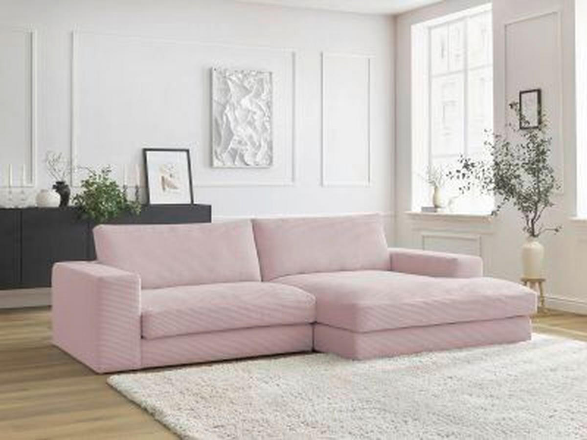 ECKSOFA  LEONARD Lila Cord  - Lila/Schwarz, MODERN, Kunststoff/Textil (274/159cm)