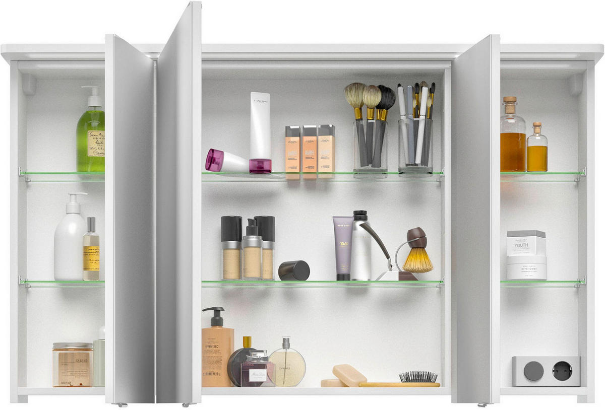 SPIEGELSCHRANK 120/72,2/17 cm  - Weiß Hochglanz, Basics, Glas/Holzwerkstoff (120/72,2/17cm) - Sadena
