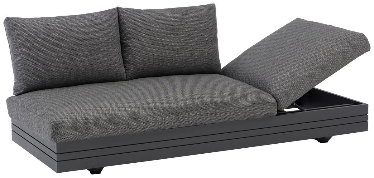 LOUNGESOFA  - Dunkelgrau/Graphitfarben, Design, Textil/Metall (198/40/74/81cm) - Zebra 