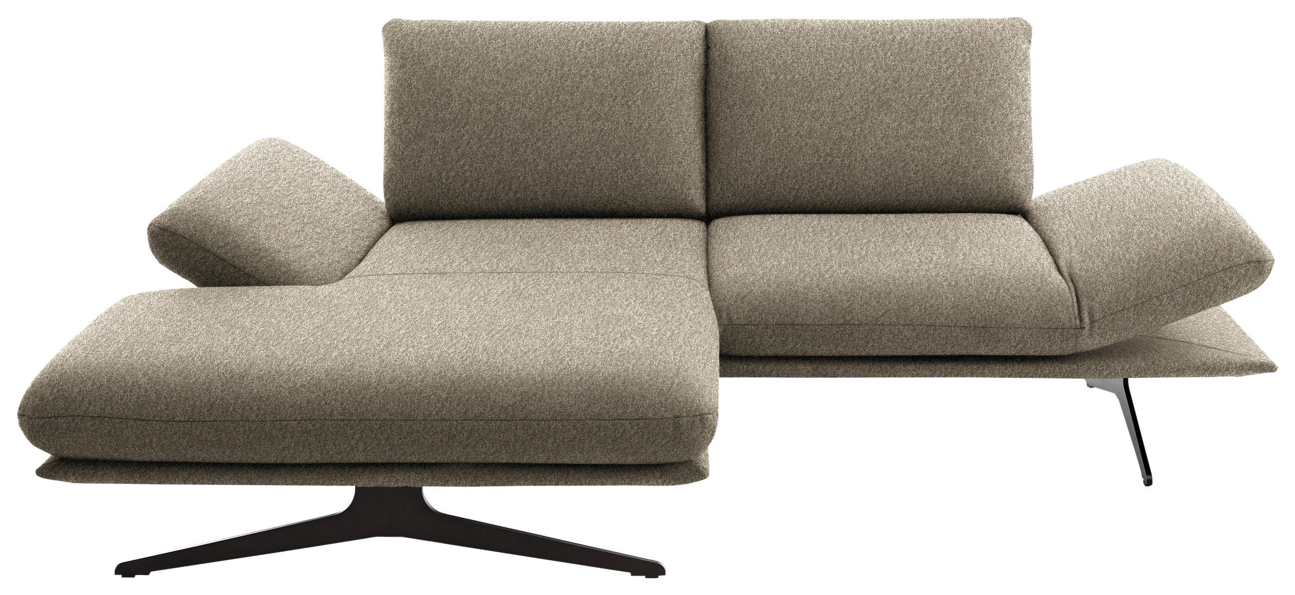 ECKSOFA Flachgewebe Hellbraun  - Hellbraun/Schwarz, Design, Textil/Metall (155/234cm) - Dieter Knoll