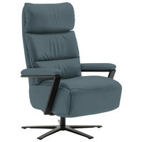 FERNSEHSESSEL  mit Relaxfunktion Echtleder Blaugrau  - Blaugrau/Schwarz, Design, Leder/Metall (74/111/85cm) - Schöner Wohnen