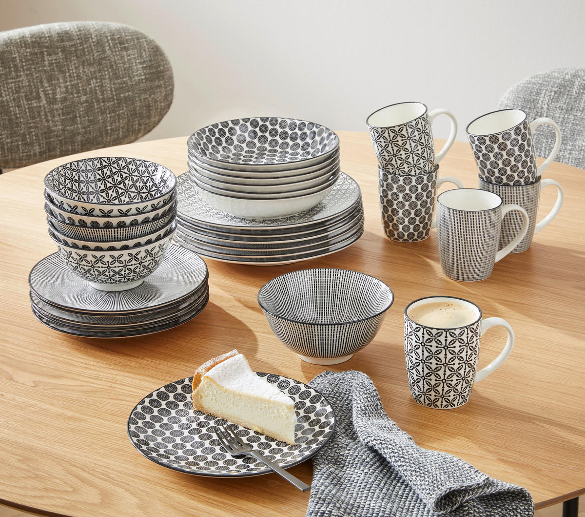 KOMBINOVANÝ SERVIS, 30-dielne, porcelán - čierna/biela, Lifestyle, keramika - Ritzenhoff Breker